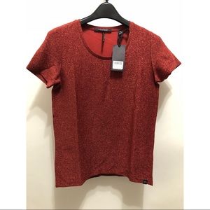 Scotch & Soda Red Short Sleeve Lurex Top S